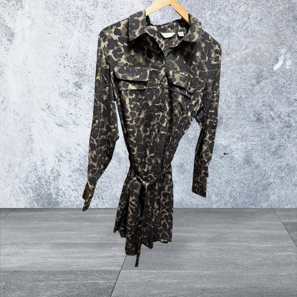 Anthropologie 11.1 TYLHO Leopard Print Shirt Dress. NWT